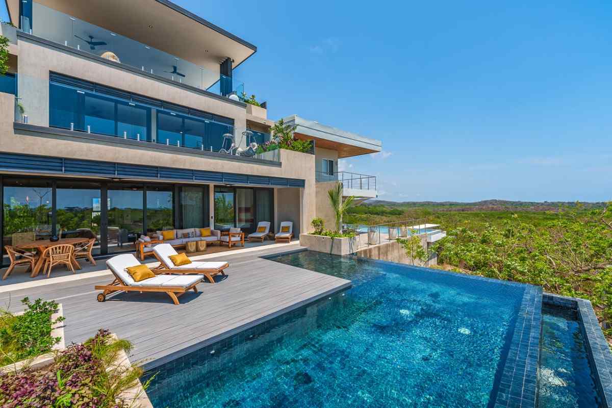 Luxury modern villa with large glass windows
